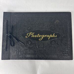 Vtg 1940s Black Photographs Album black paper Military article inside